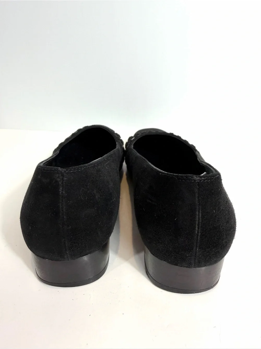 Salvatore Ferragamo Vintage Black Suede Woven Detail Block Heel Pumps 6.5 C